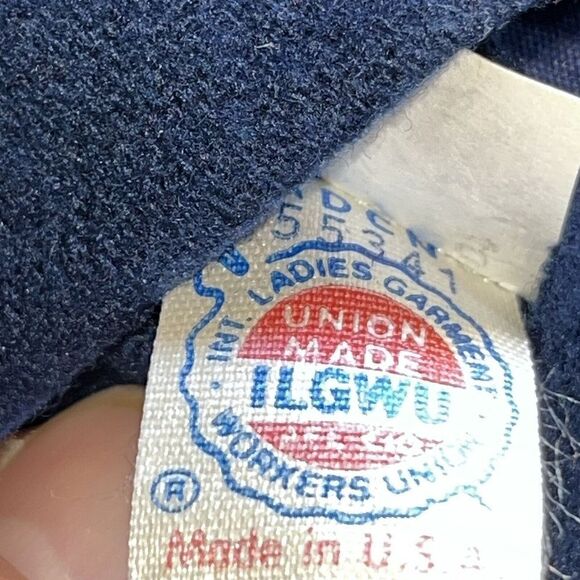 VTG Pan-her Pants Slacks Sz 13-14 Navy Blue Wool Lined Union Made In USA - Picture 10 of 11